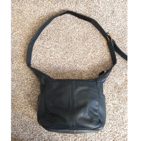 SAS Navy Blue Leather Hobo Crossbody Bag • Adjustable Strap - Picture 3 of 12